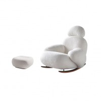 Pre-Sale-PP White Lambswool Leisure Chair With Footrest Pre-Sale-PP White Lambswool Leisure Chair With Footrest